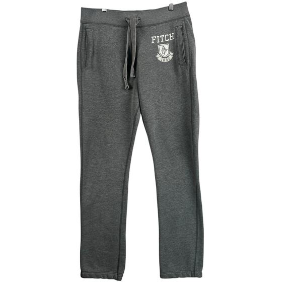 Abercrombie & Fitch Fleece Lined Sweatpants Men’s SZ LG Pockets Logo Drawstring - Picture 1 of 13